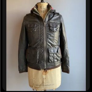 Superdry Leather Jacket Hooded woman’s small/petite